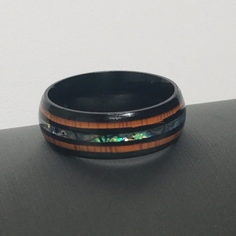 Idris Koa Wood & Abalone Shell Men's Ring
